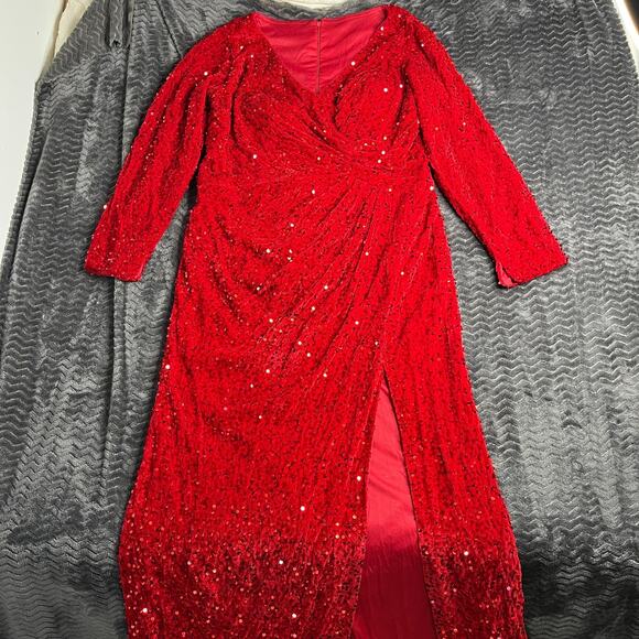 Dresses & Skirts - Women's Velvet and Sequin Maxi Dress Size 1XL? (see measurements) Red